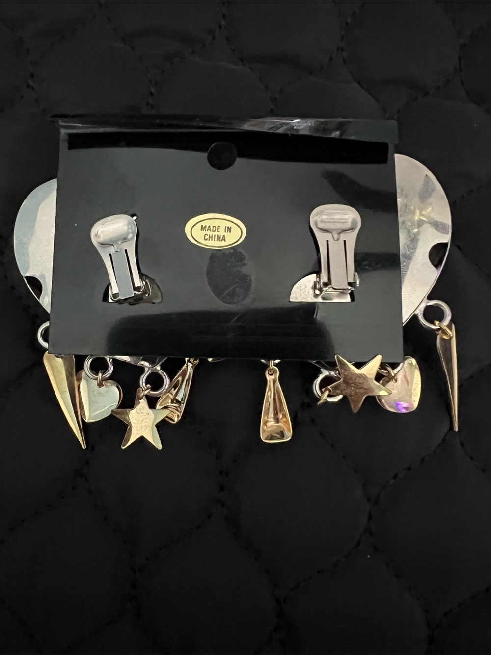 Silver Heart Drop Charm Earrings - Women Jewelry - Picture 2 of 3